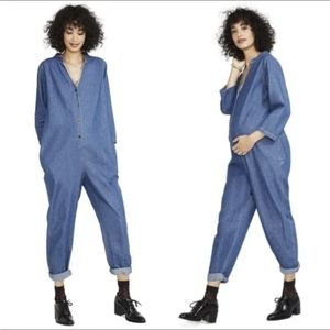 Hatch (0-2) Rae Denim Oversized Jumper Onesie